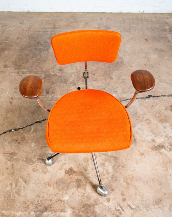 Mid Century Modern Task Chair Armchair Orange Kevi Jorgen Rasmussen Denmark Wood - Image 7