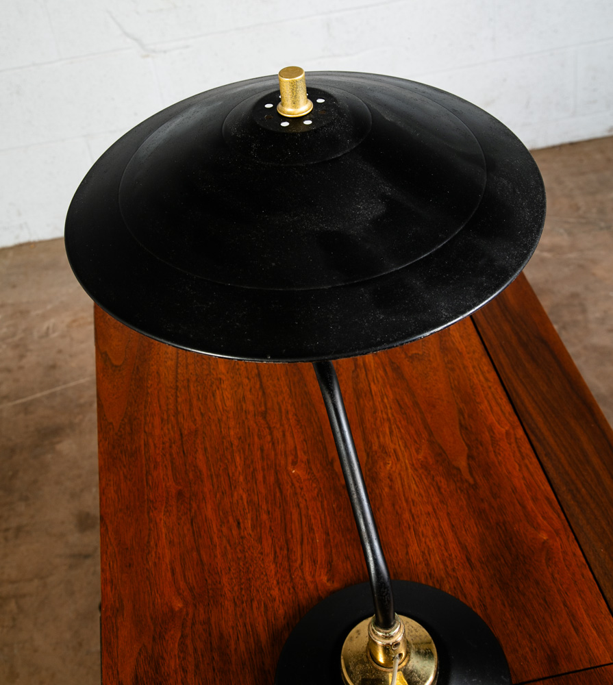 Mid Century Modern Table Lamp Round Metal Light Desk Black Swivel UFO Saucer Mcm - Image 10