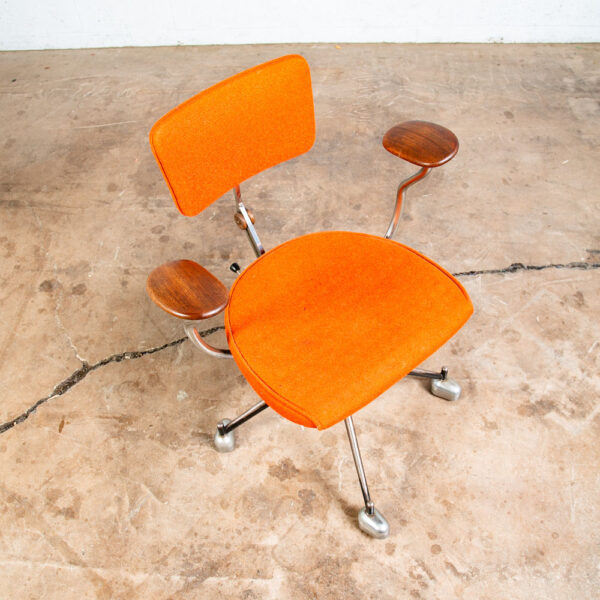 Mid Century Modern Task Chair Armchair Orange Kevi Jorgen Rasmussen Denmark Wood - Image 3
