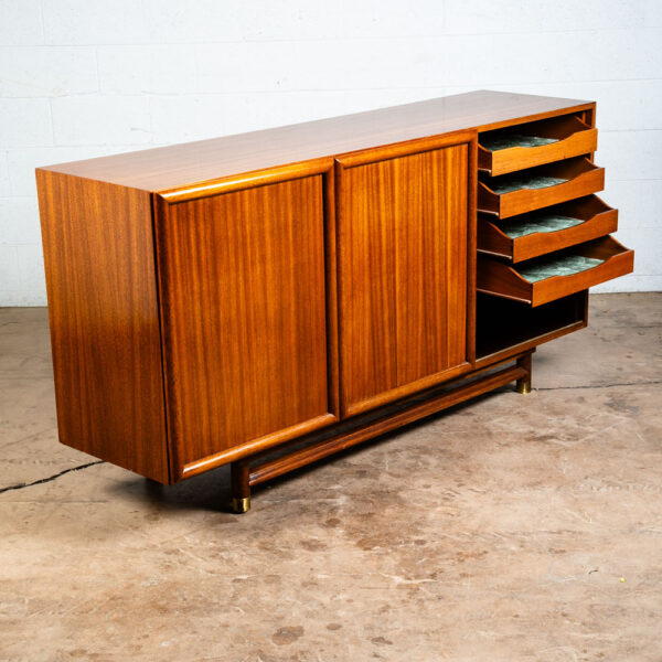 Mid Century Modern Credenza Dresser Brown Saltman Mahogany John Keal 20 Drawers - Image 8