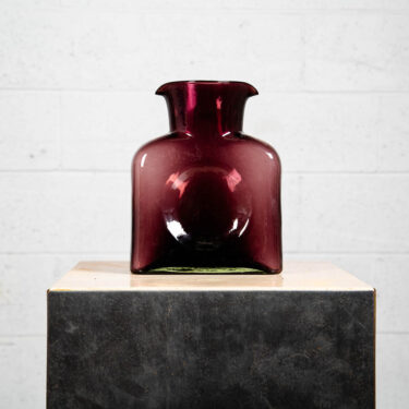 Modern Blenko Handcrafted Artisan Purple Glass Water Vase Stamped 2008 Pitcher