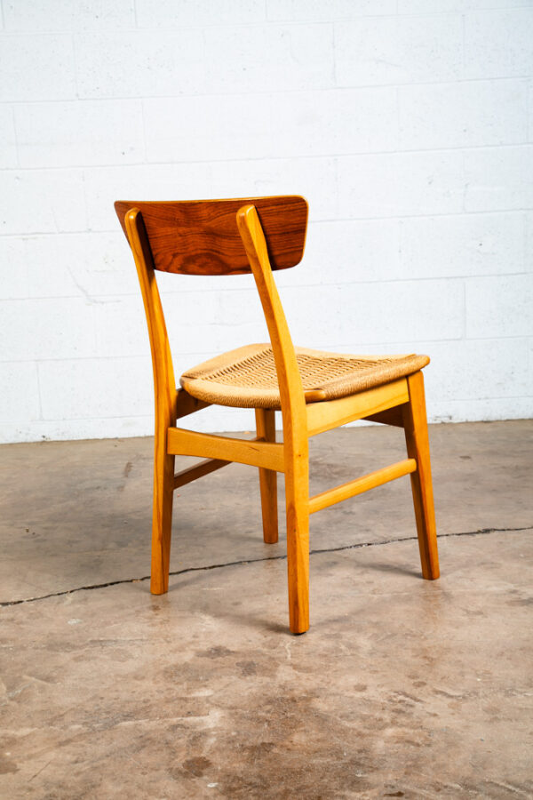 Mid Century Danish Modern Dining Chair Side AFM Japan Papercord Teak Beech Mcm - Image 4