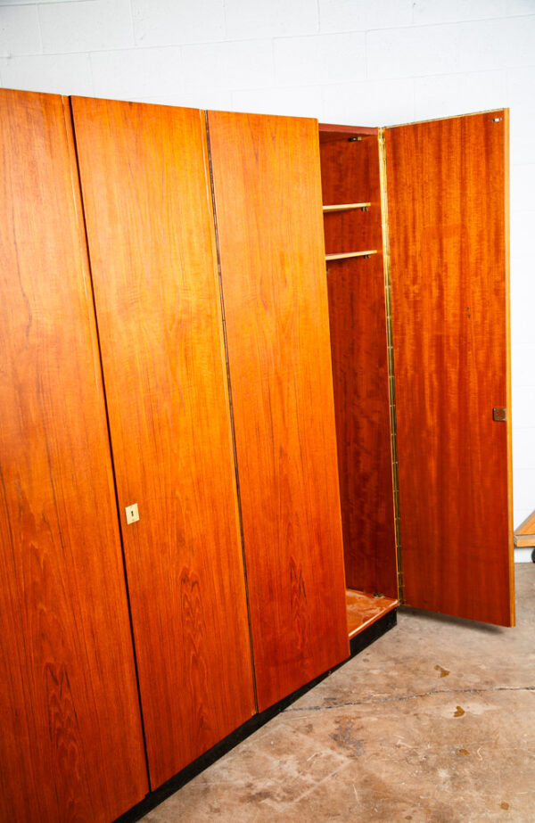 Mid Century Danish Closet Cabinet Armoire Teak Credenza Wardrobe German Locking - Image 4