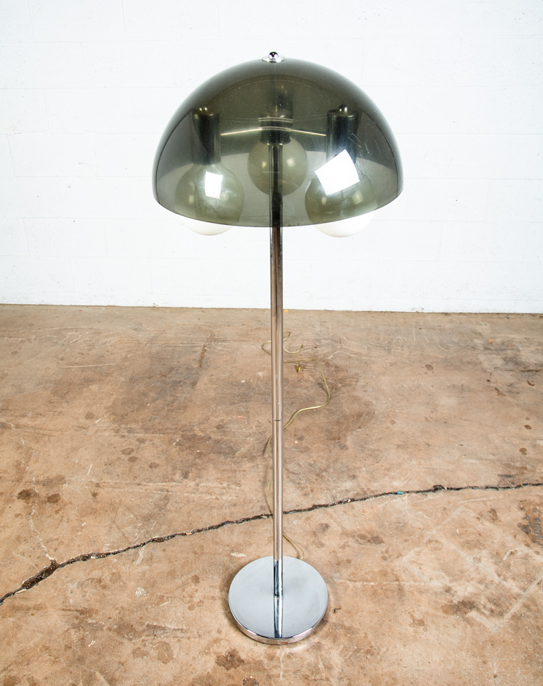 Mid century Modern Floor Lamp Chrome Mushroom Smoked Lucite Vintage Working Mcm - Image 7