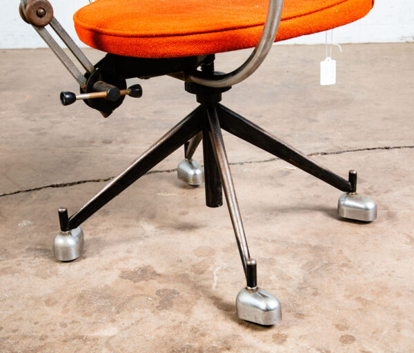 Mid Century Modern Task Chair Armchair Orange Kevi Jorgen Rasmussen Denmark Wood - Image 6