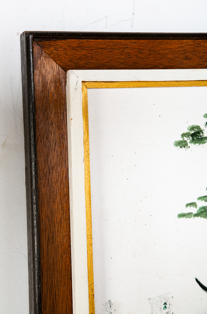 Mid Century Modern Wall Original Oil Painting Art Bull Running Framed Abstract - Image 11