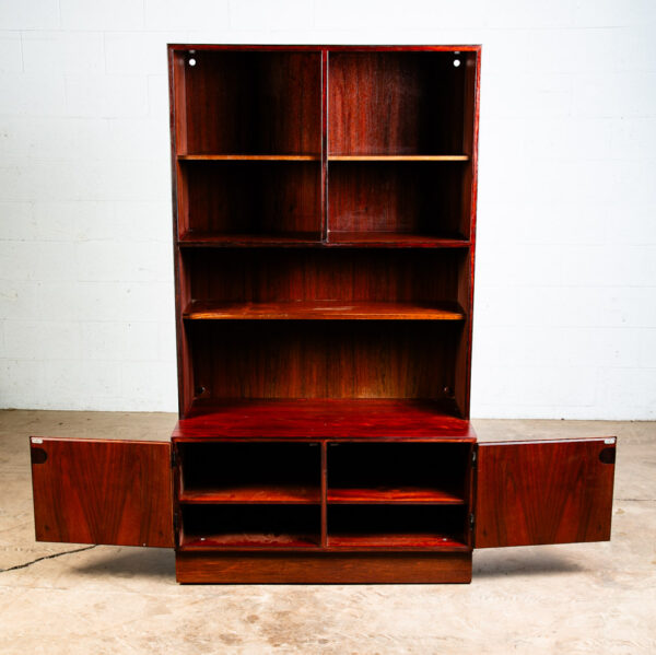 Mid Century Danish Modern Bookshelf Cabinet Brazilian Rosewood Doors Omann Jun 1 - Image 2