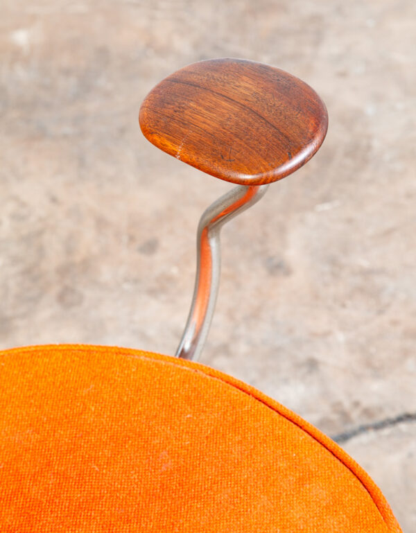 Mid Century Modern Task Chair Armchair Orange Kevi Jorgen Rasmussen Denmark Wood - Image 10