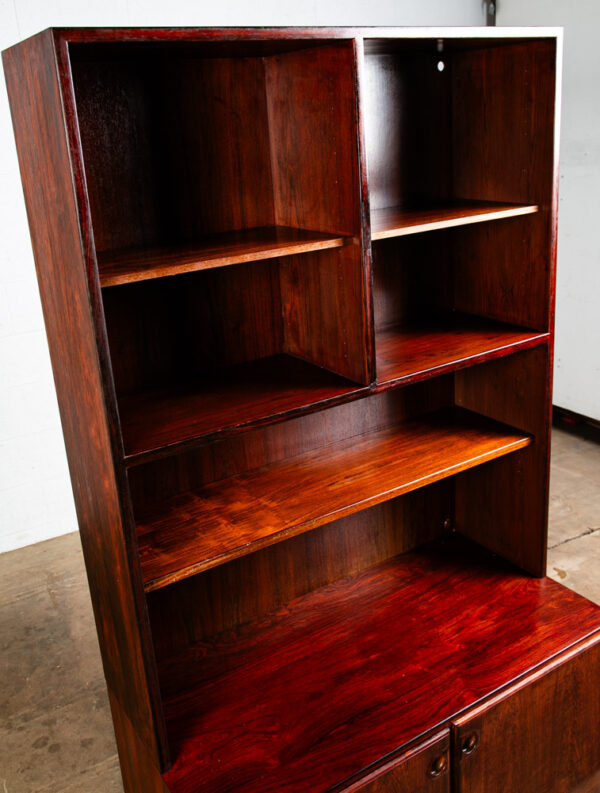 Mid Century Danish Modern Bookshelf Cabinet Brazilian Rosewood Doors Omann Jun 1 - Image 8