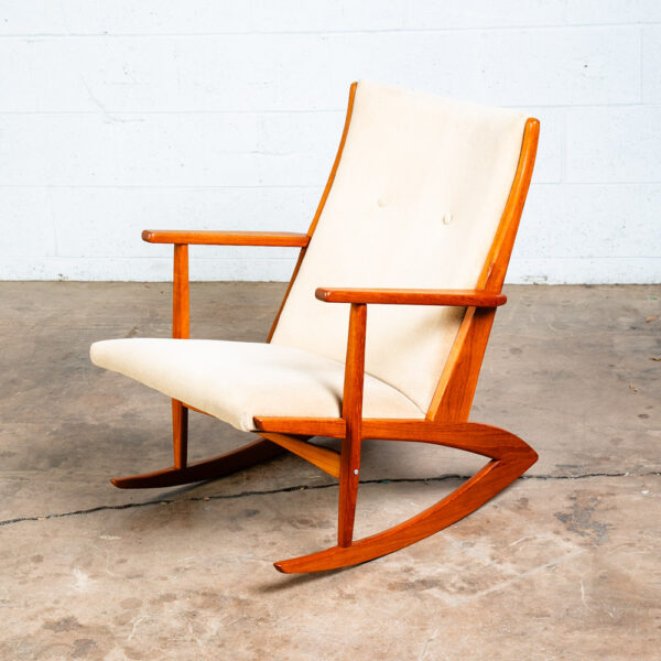 Mid Century Danish Modern Rocking Chair Teak Georg Jensen 97 Rocker Tan Tønder - Image 11