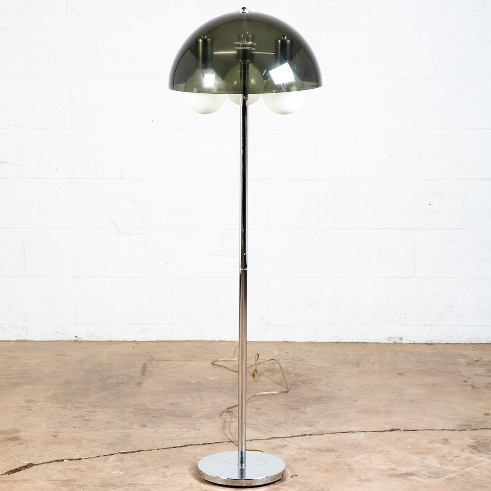 Mid century Modern Floor Lamp Chrome Mushroom Smoked Lucite Vintage Working Mcm - Image 12