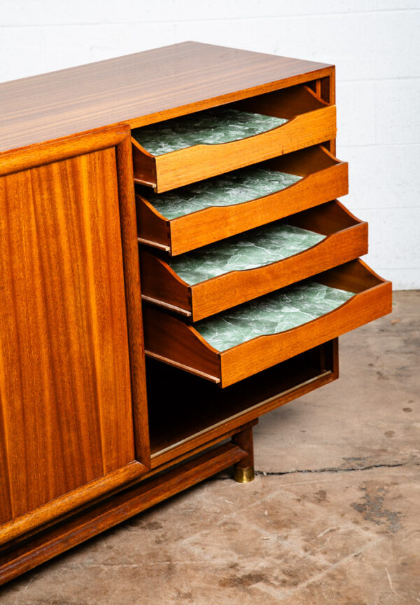 Mid Century Modern Credenza Dresser Brown Saltman Mahogany John Keal 20 Drawers - Image 10