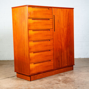 Mid Century Danish Modern Gentlemans Chest Dresser Torring 12 Drawer Teak Shelf