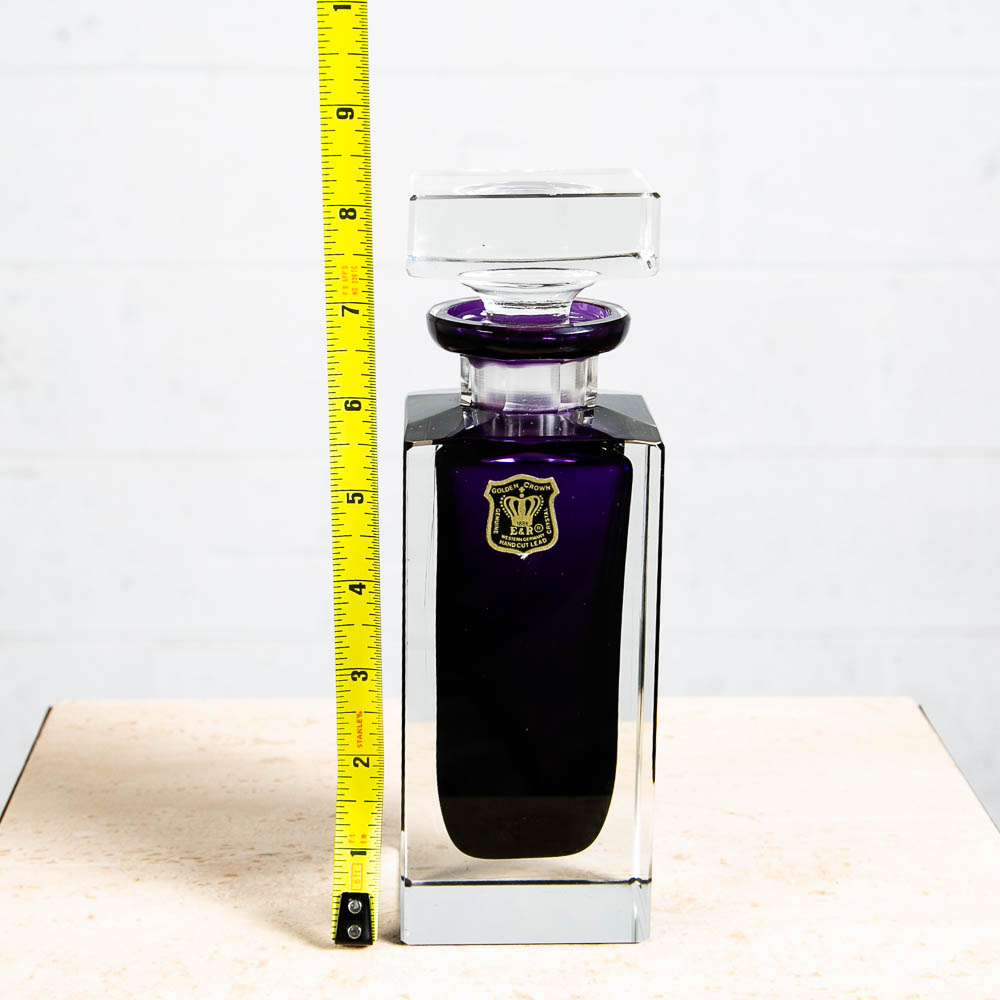 Mid Century Modern Liquor Bottle Ebeling & Reuss Art Crystal Purple West Germany - Image 9
