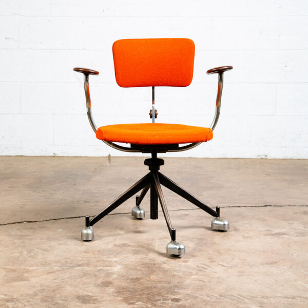Mid Century Modern Task Chair Armchair Orange Kevi Jorgen Rasmussen Denmark Wood - Image 2