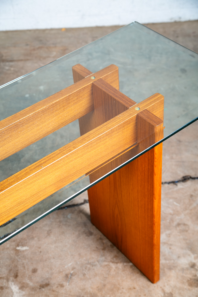 Mid Century Danish Modern Console Table Entry Sofa Glass Vintage Denmark Gaarde - Image 12