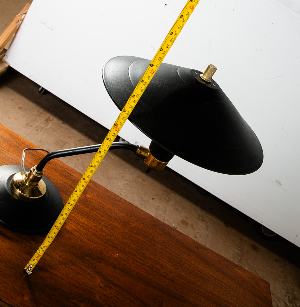 Mid Century Modern Table Lamp Round Metal Light Desk Black Swivel UFO Saucer Mcm - Image 12