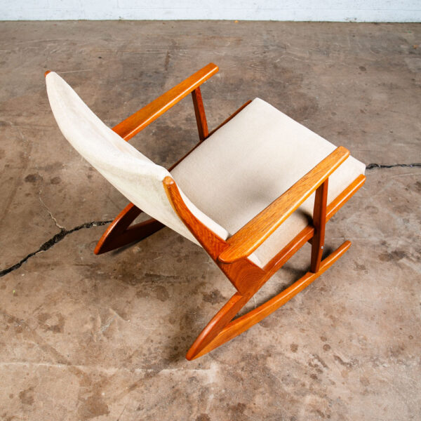 Mid Century Danish Modern Rocking Chair Teak Georg Jensen 97 Rocker Tan Tønder - Image 7