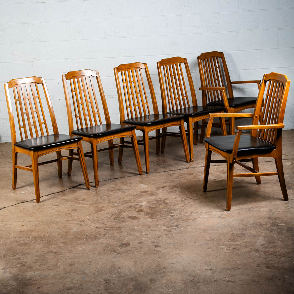 Mid Century Modern Dining Chairs Set 6 Hooker High Back W/ 2 Armchairs Captain