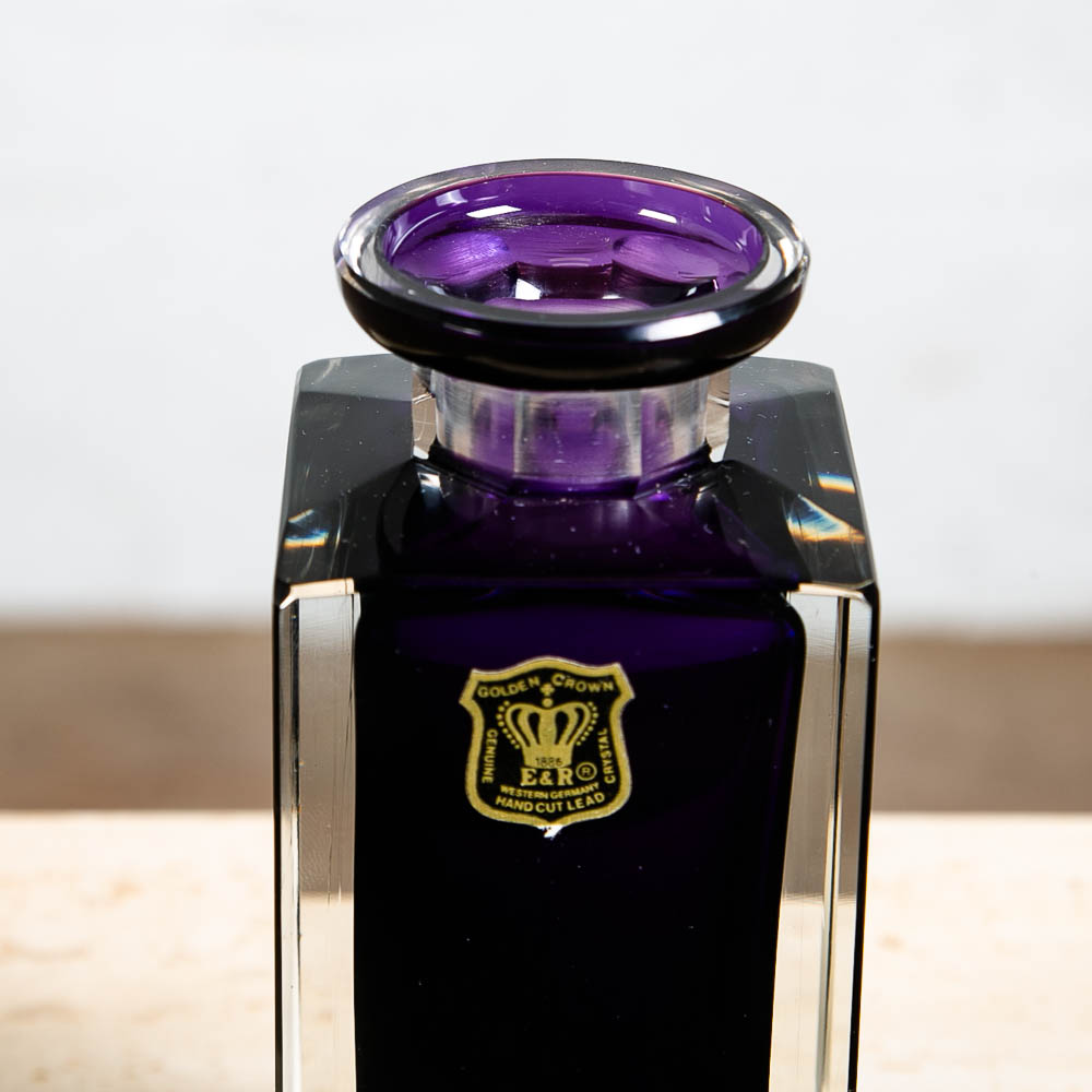 Mid Century Modern Liquor Bottle Ebeling & Reuss Art Crystal Purple West Germany - Image 4