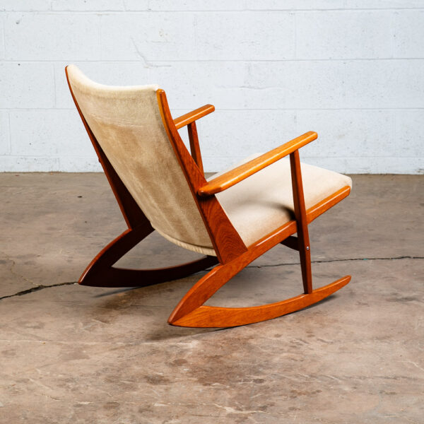 Mid Century Danish Modern Rocking Chair Teak Georg Jensen 97 Rocker Tan Tønder - Image 3