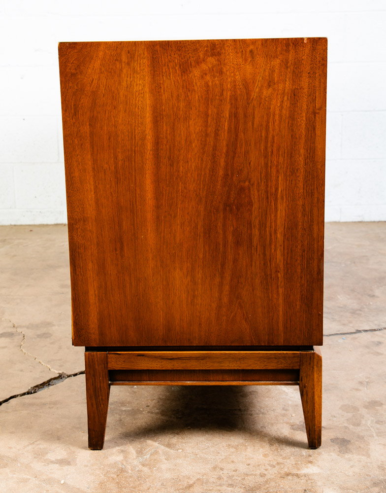 Mid Century Modern Dresser Credenza 6 Drawer Drexel Pinnacle Vintage Walnut Gold - Image 3