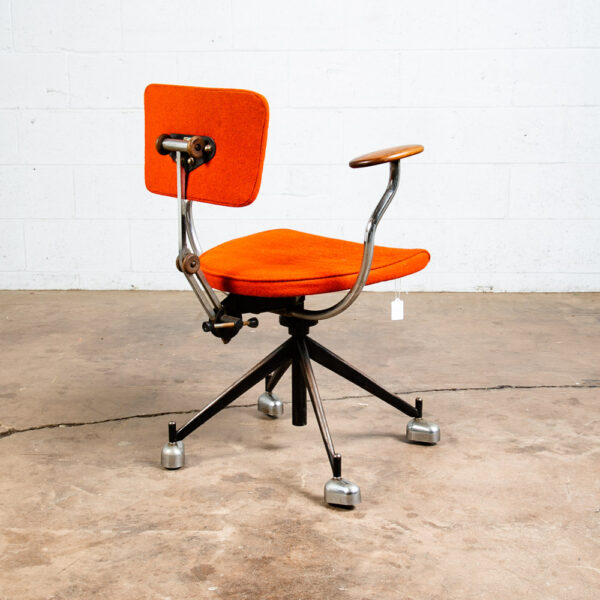 Mid Century Modern Task Chair Armchair Orange Kevi Jorgen Rasmussen Denmark Wood - Image 5