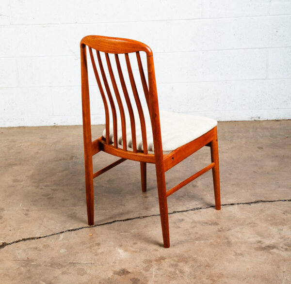 Mid Century Danish Modern Dining Chairs Pair Benny Linden Teak White Wool Two - Image 6