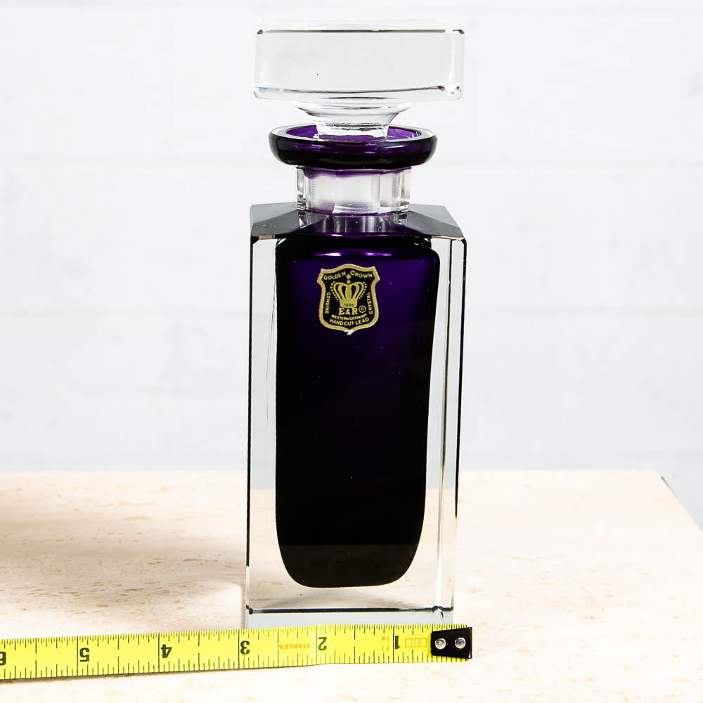 Mid Century Modern Liquor Bottle Ebeling & Reuss Art Crystal Purple West Germany - Image 5