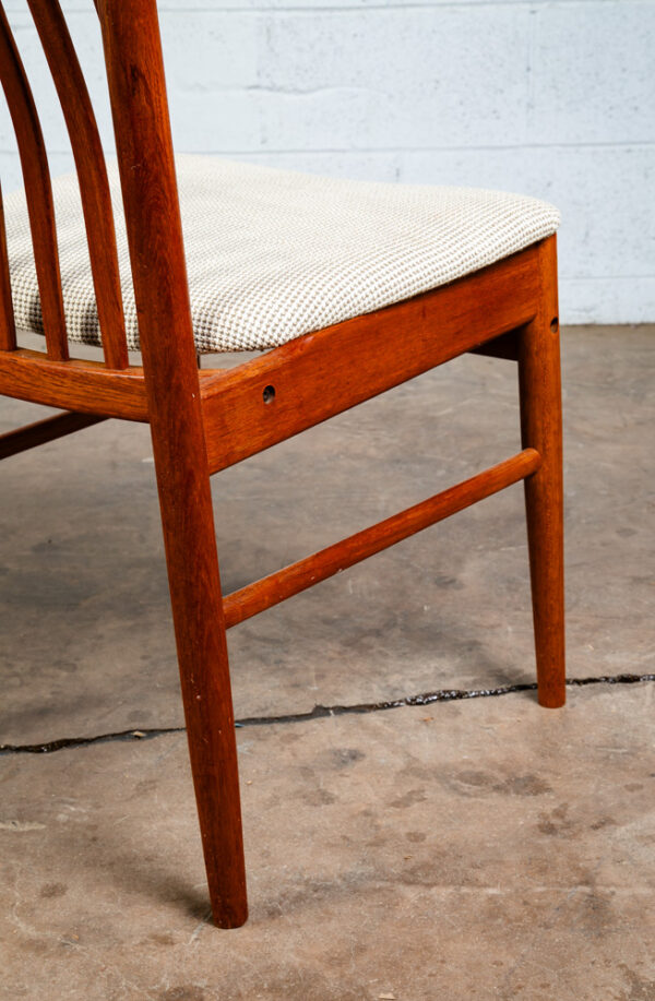 Mid Century Danish Modern Dining Chairs Pair Benny Linden Teak White Wool Two - Image 10
