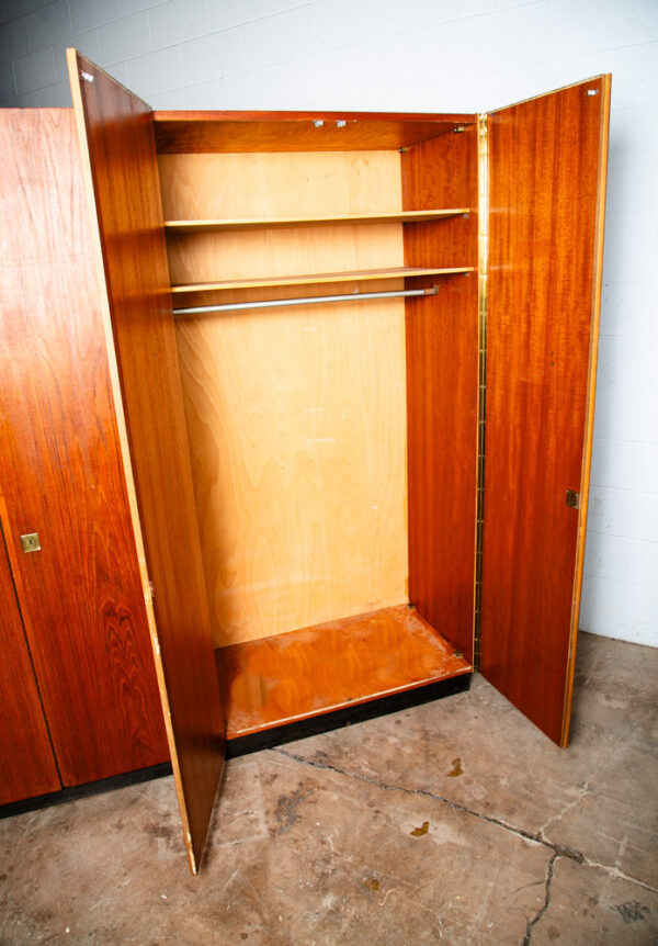 Mid Century Danish Closet Cabinet Armoire Teak Credenza Wardrobe German Locking - Image 8
