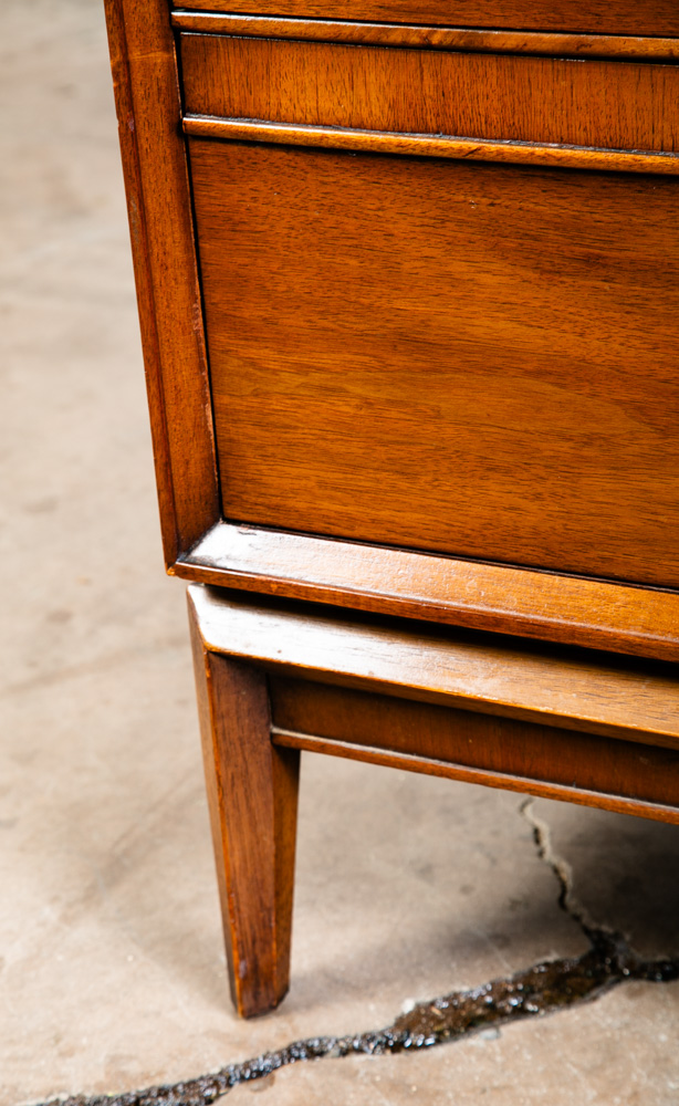 Mid Century Modern Dresser Credenza 6 Drawer Drexel Pinnacle Vintage Walnut Gold - Image 10