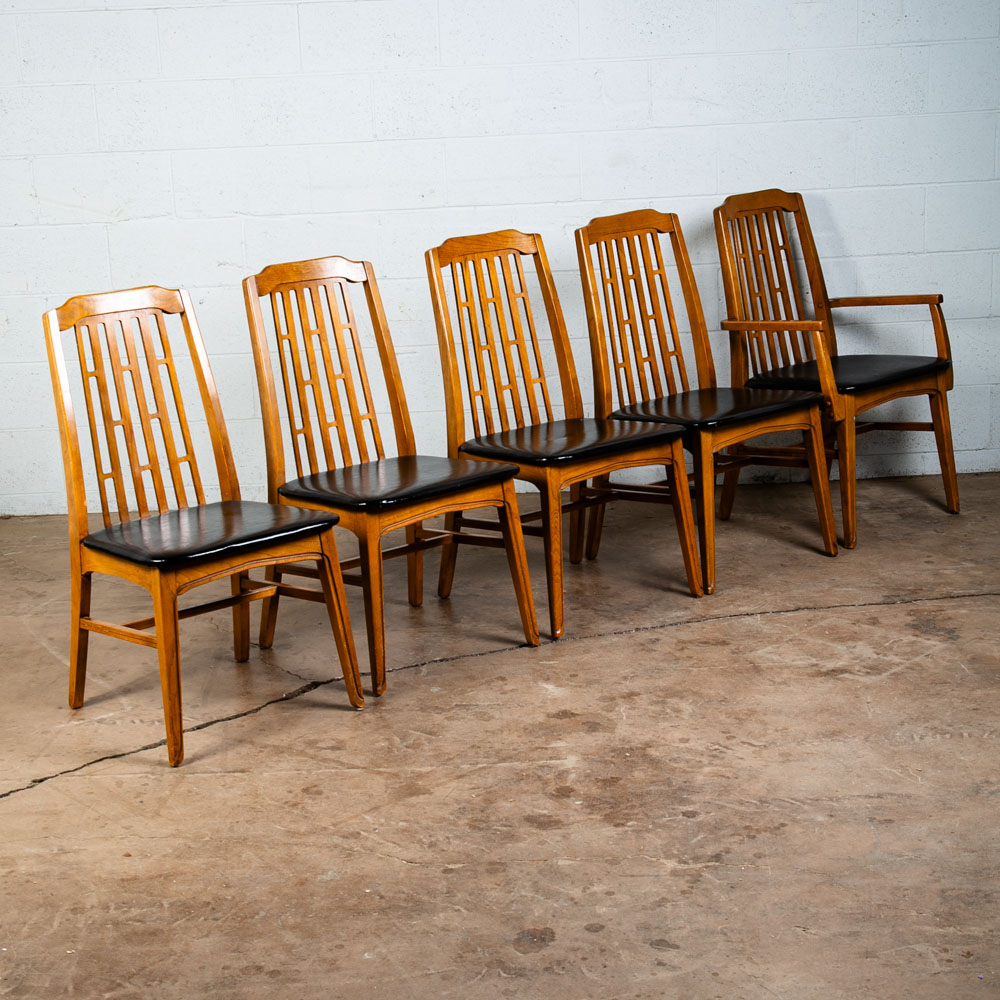 Mid Century Modern Dining Chairs Set 6 Hooker High Back W/ 2 Armchairs Captain - Image 2