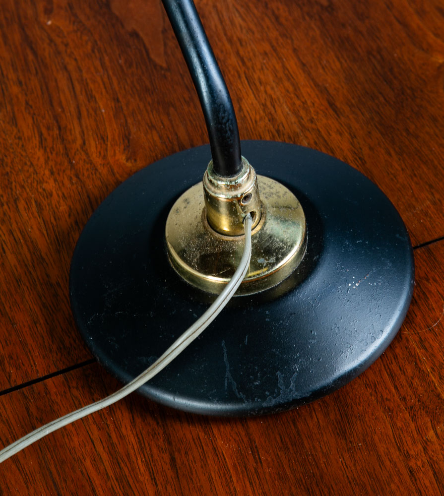 Mid Century Modern Table Lamp Round Metal Light Desk Black Swivel UFO Saucer Mcm - Image 9