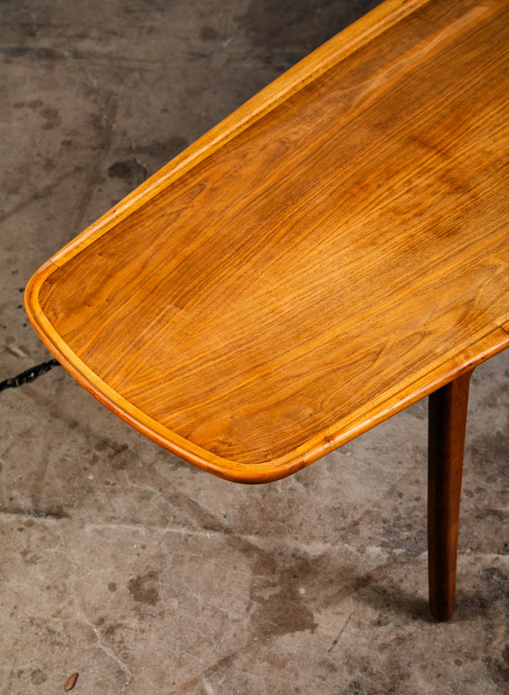 Mid Century Modern Coffee Table Oval Rounded Walnut Wood Denmark Mcm Vintage - Image 9