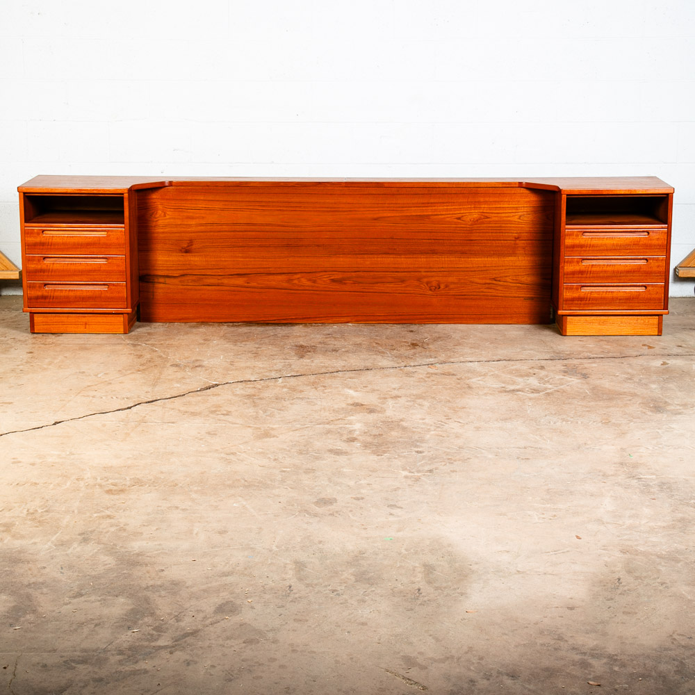 Mid Century Danish Modern Headboard Bed Frame King Headboard Nightstands Torring - Image 3