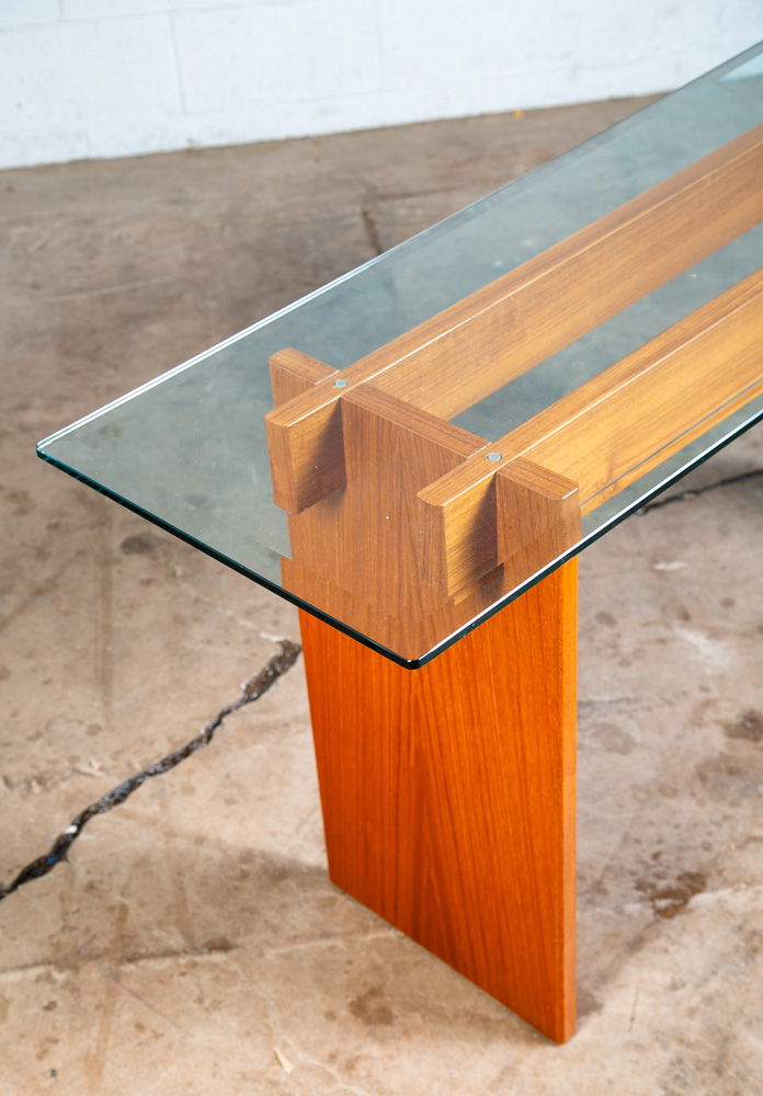 Mid Century Danish Modern Console Table Entry Sofa Glass Vintage Denmark Gaarde - Image 11
