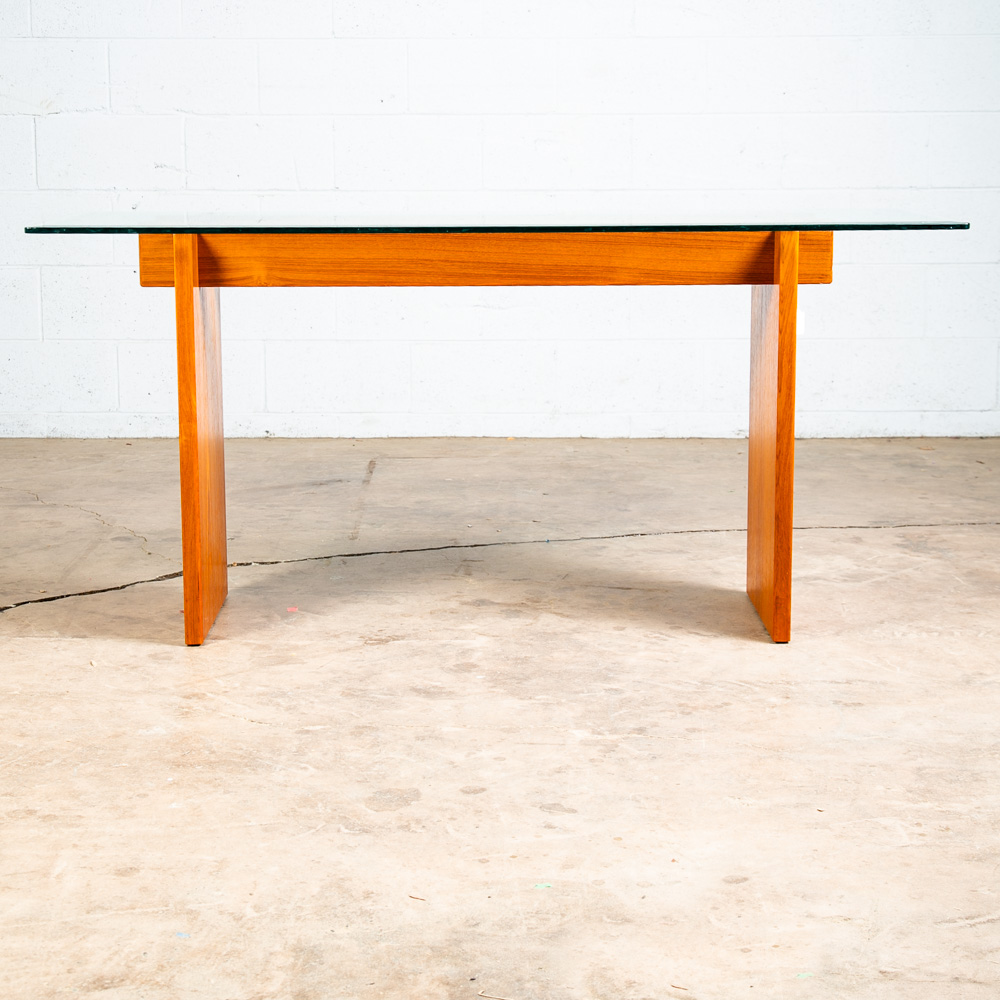 Mid Century Danish Modern Console Table Entry Sofa Glass Vintage Denmark Gaarde - Image 3