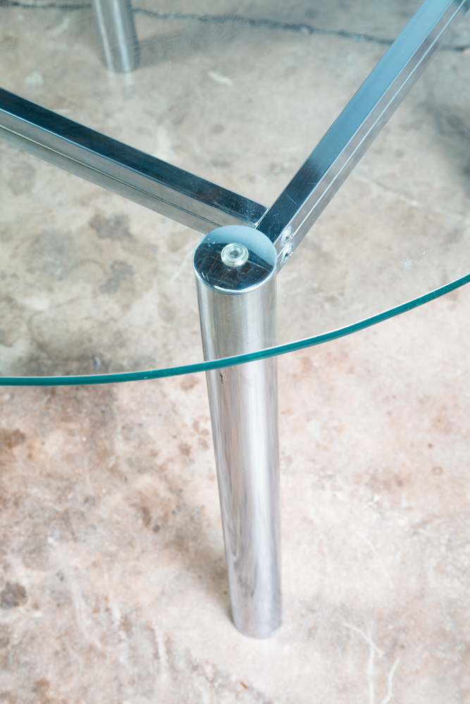 Mid Century Modern Dining Table Round Large Chrome Glass Jerry Johnson Mcm 46" - Image 8