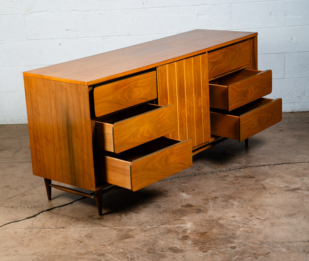 Mid Century Modern Dresser Credenza 9 Drawer Basic Witz Walnut Vintage Mcm Mint - Image 5
