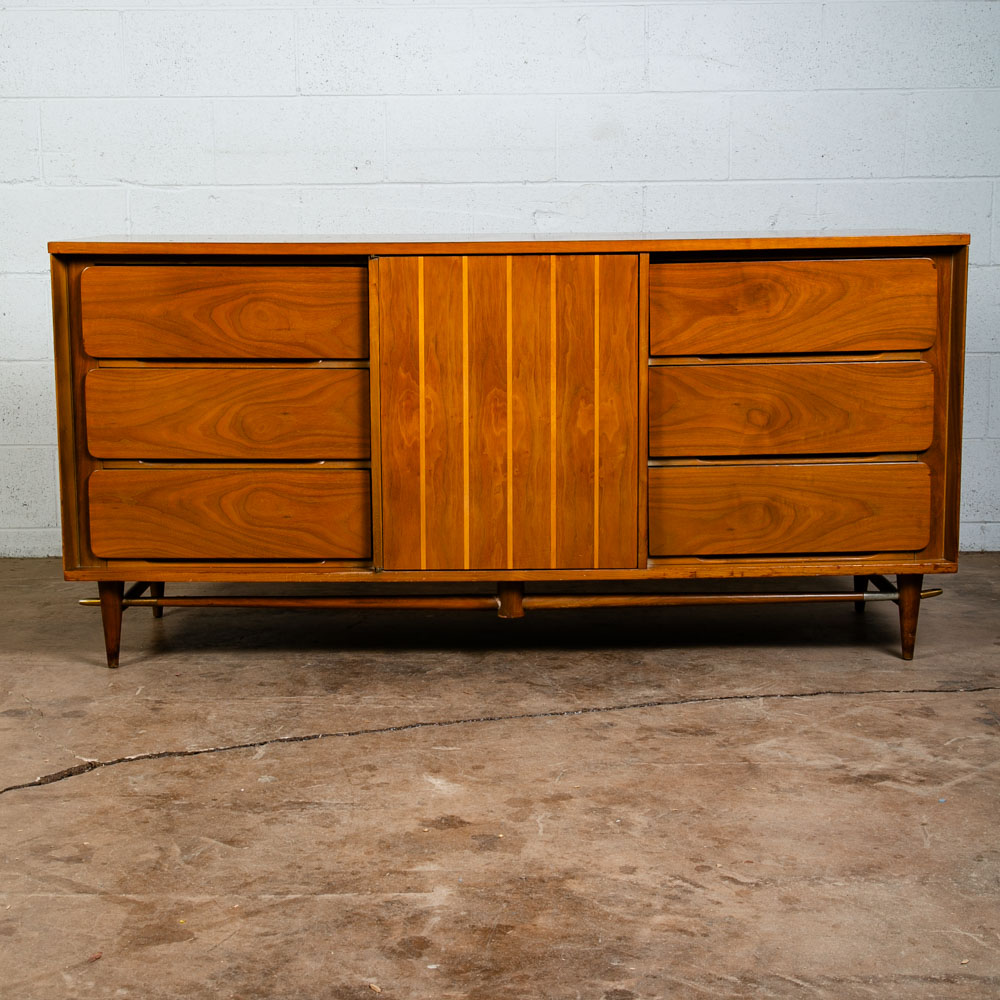 Mid Century Modern Dresser Credenza 9 Drawer Basic Witz Walnut Vintage Mcm Mint - Image 2