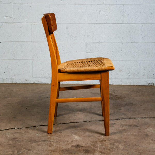 Mid Century Danish Modern Dining Chair Side AFM Japan Papercord Teak Beech Mcm - Image 3