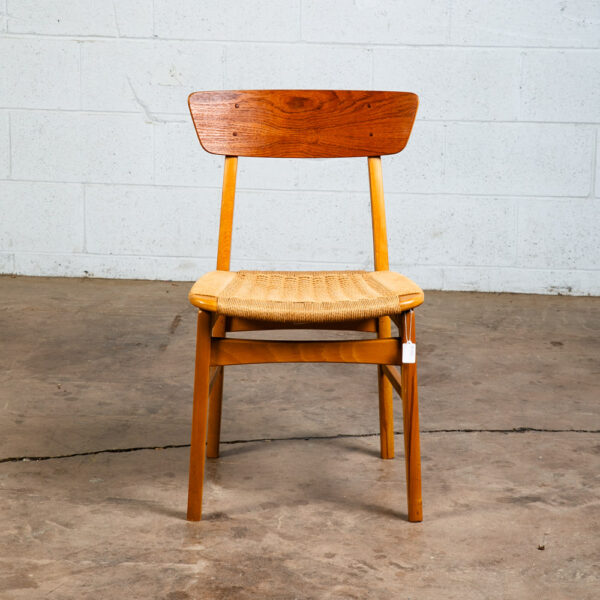 Mid Century Danish Modern Dining Chair Side AFM Japan Papercord Teak Beech Mcm - Image 2
