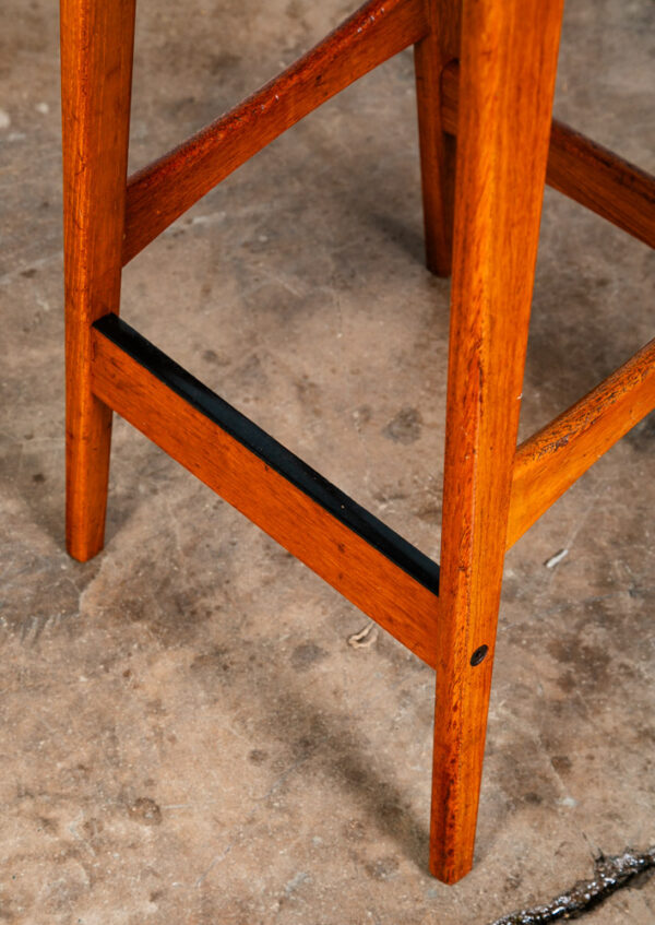 Mid Century Modern Bar Stool Erik Buch Solid Teak Danish Black Leather Vintage - Image 7