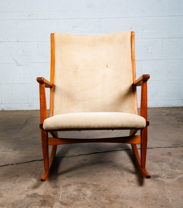 Mid Century Danish Modern Rocking Chair Teak Georg Jensen 97 Rocker Tan Tønder - Image 6