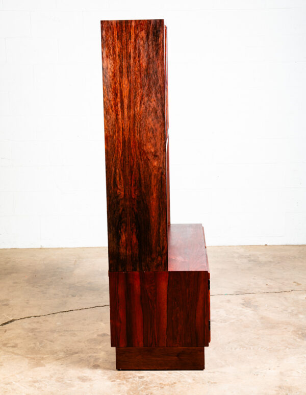 Mid Century Danish Modern Bookshelf Cabinet Brazilian Rosewood Doors Omann Jun 1 - Image 3