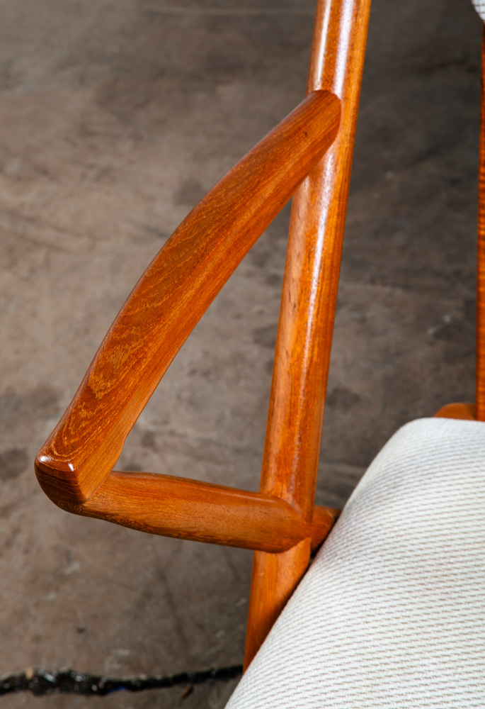 Mid Century Danish Modern Rocking Chair Benny Linden Teak Floating White Wool Mcm - Image 10