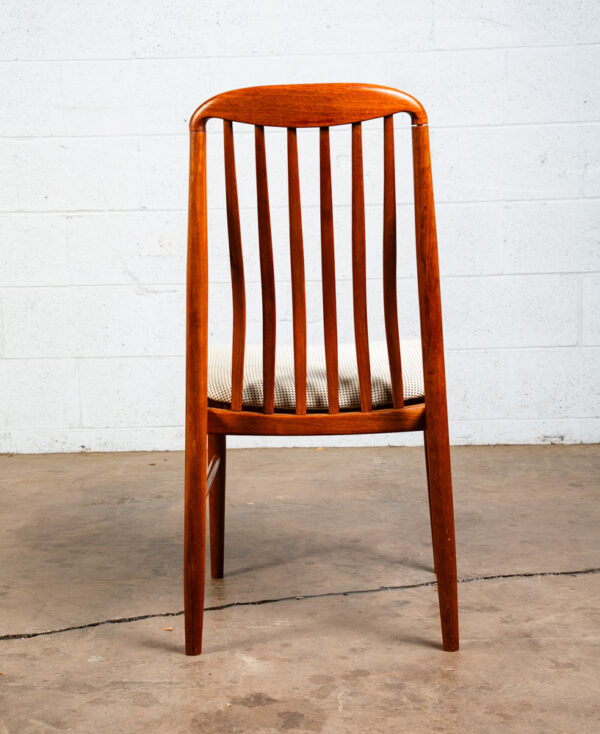 Mid Century Danish Modern Dining Chairs Pair Benny Linden Teak White Wool Two - Image 7