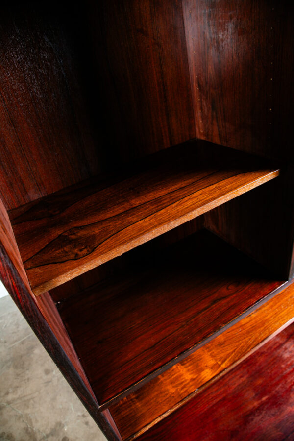 Mid Century Danish Modern Bookshelf Cabinet Brazilian Rosewood Doors Omann Jun 1 - Image 9