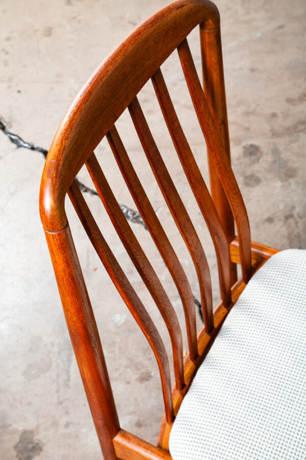 Mid Century Danish Modern Dining Chairs Pair Benny Linden Teak White Wool Two - Image 9